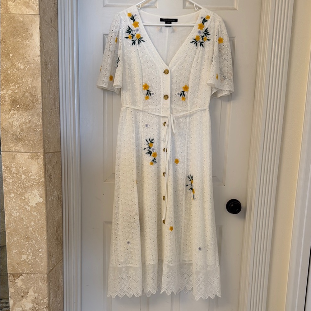 White Floral Embroidered Dress